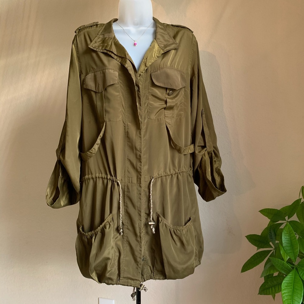 Angie Olive Green Long Sleeve Button Up XL